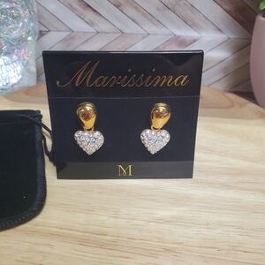 NEW Vintage Marissima Heart Dangle Diamond Earrings 💎